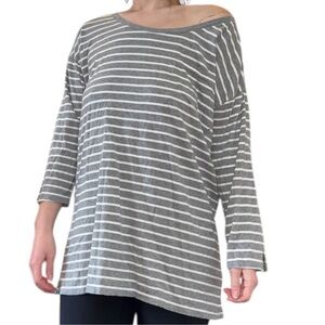 Striped Off-Shoulder Gray & White Top